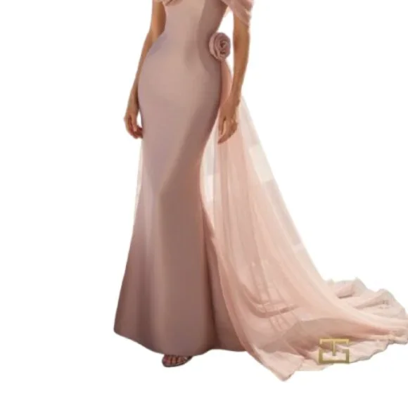 NWT Terani Couture 261E6432 Stretch Mikado & Organza Formal Gown Mauve Size 14 NWT Terani Couture 261E6432 Stretch Mikado & Organza Formal Gown Mauve Size 14